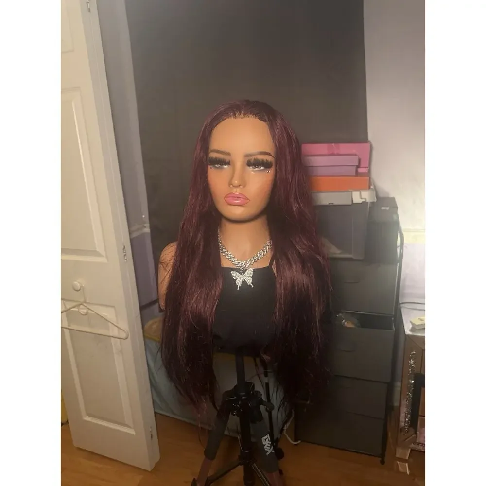 13x4 Wine Burgundy Human Hair Lace Front Wig